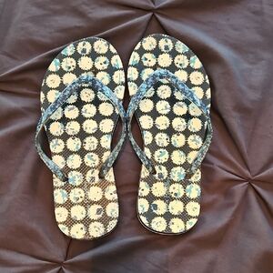 Stylish Women's Flip Flops - Blue and Yellow